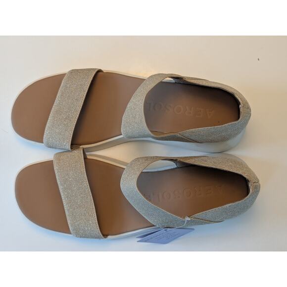 NWT Aerosoles  Freedom Lightweight Slip On Elastic Gold Sandal Cushioned 9.5 - Picture 4 of 9